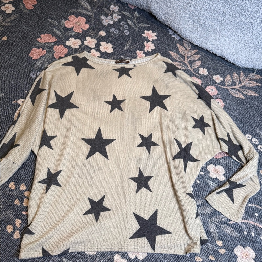 Beige Star Patterned Sweater